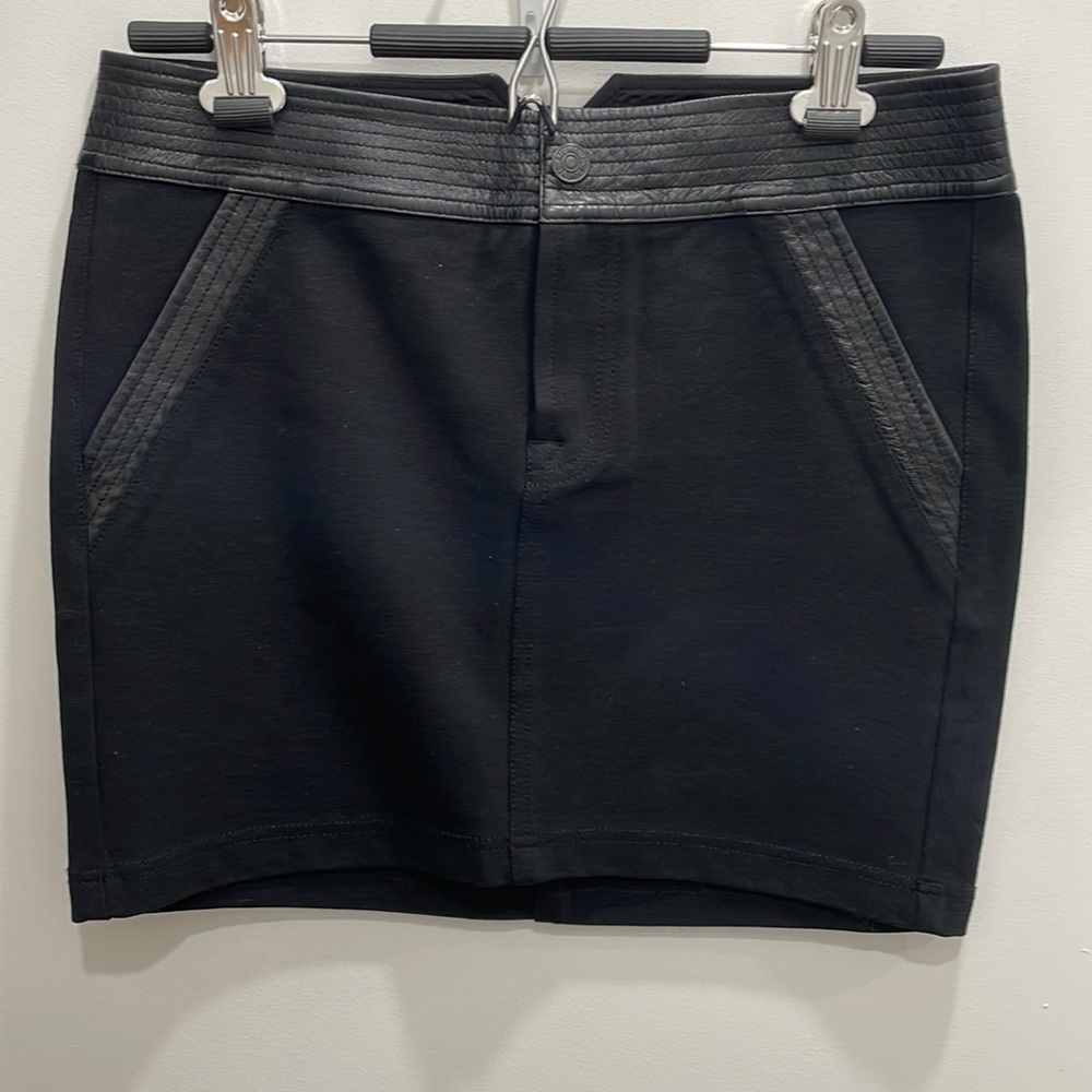 7 For All Mankind mini skirt with leather trim